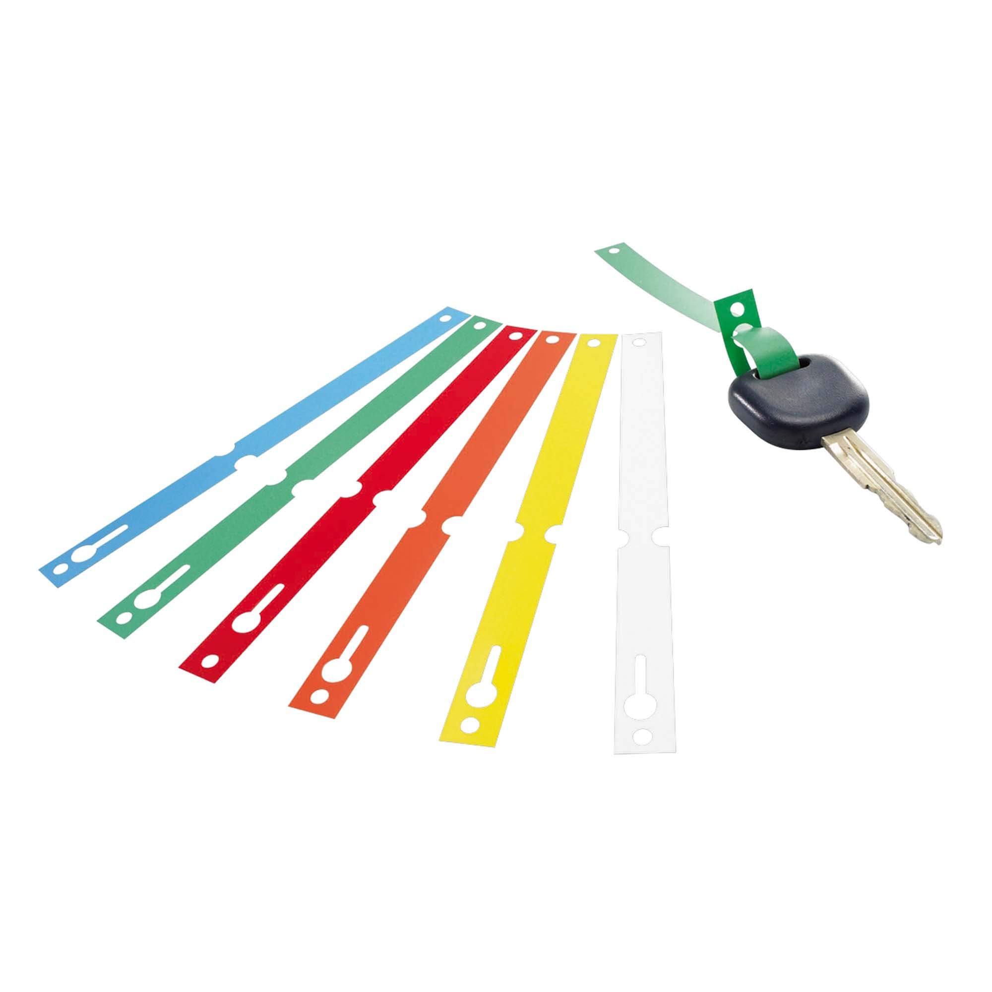 Schlüsselanhänger "Stripe" aus HDPE Folie, reißfest, beidseitig beschreibbar, perforiert, Maße: 160 x 12,7 mm, Grün, Verpackungseinheit: 1 ROL/1000