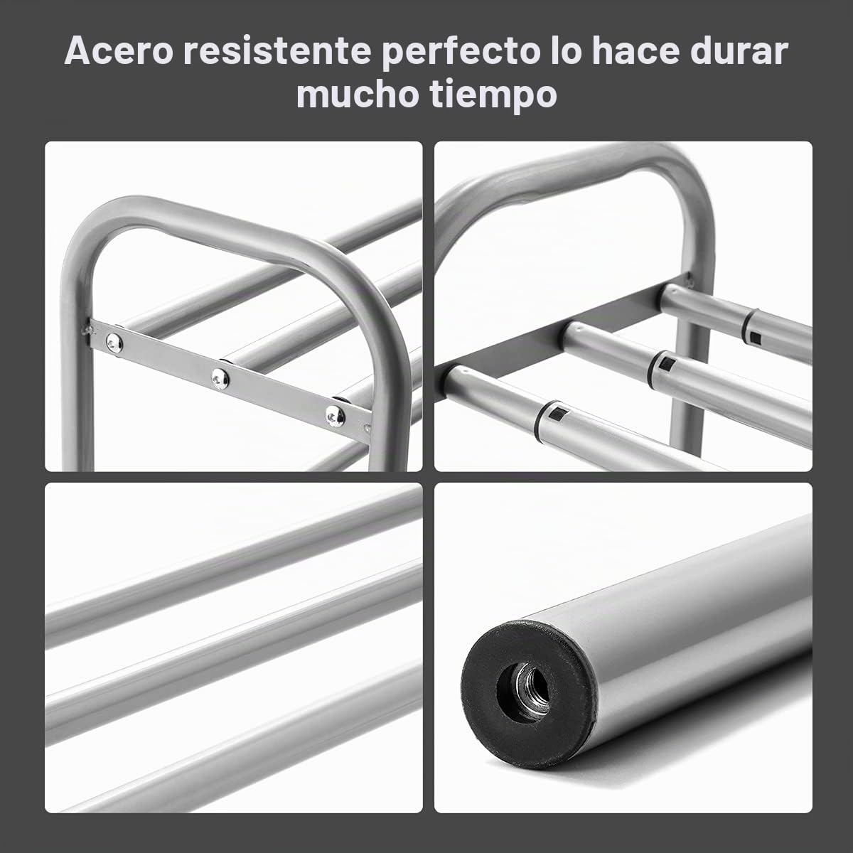 GUANJUNE Organizador de Zapatero Extensible de 4 Niveles,El Estante de Metal Resistente se Organiza con Capacidad para 20 Pares de Zapatos,Rack de Ahorro de Espacio para Armario