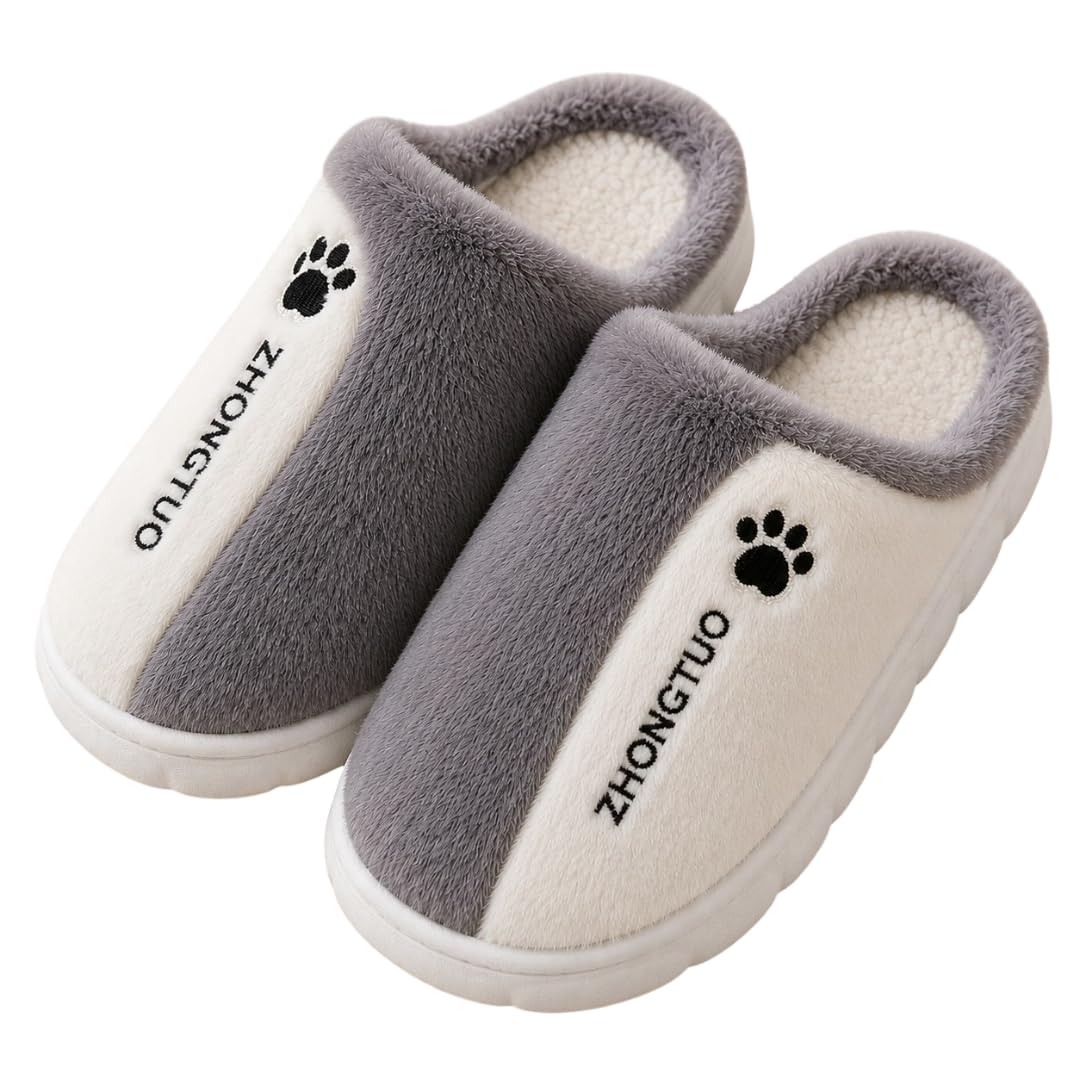 krystle Unisex Plush House Slippers for Men & Women | Soft Warm Fur Indoor Slip-On Slippers | Anti-Skid Sole | Cozy Winter Home Footwear (Grey,Multisize)-picture-50