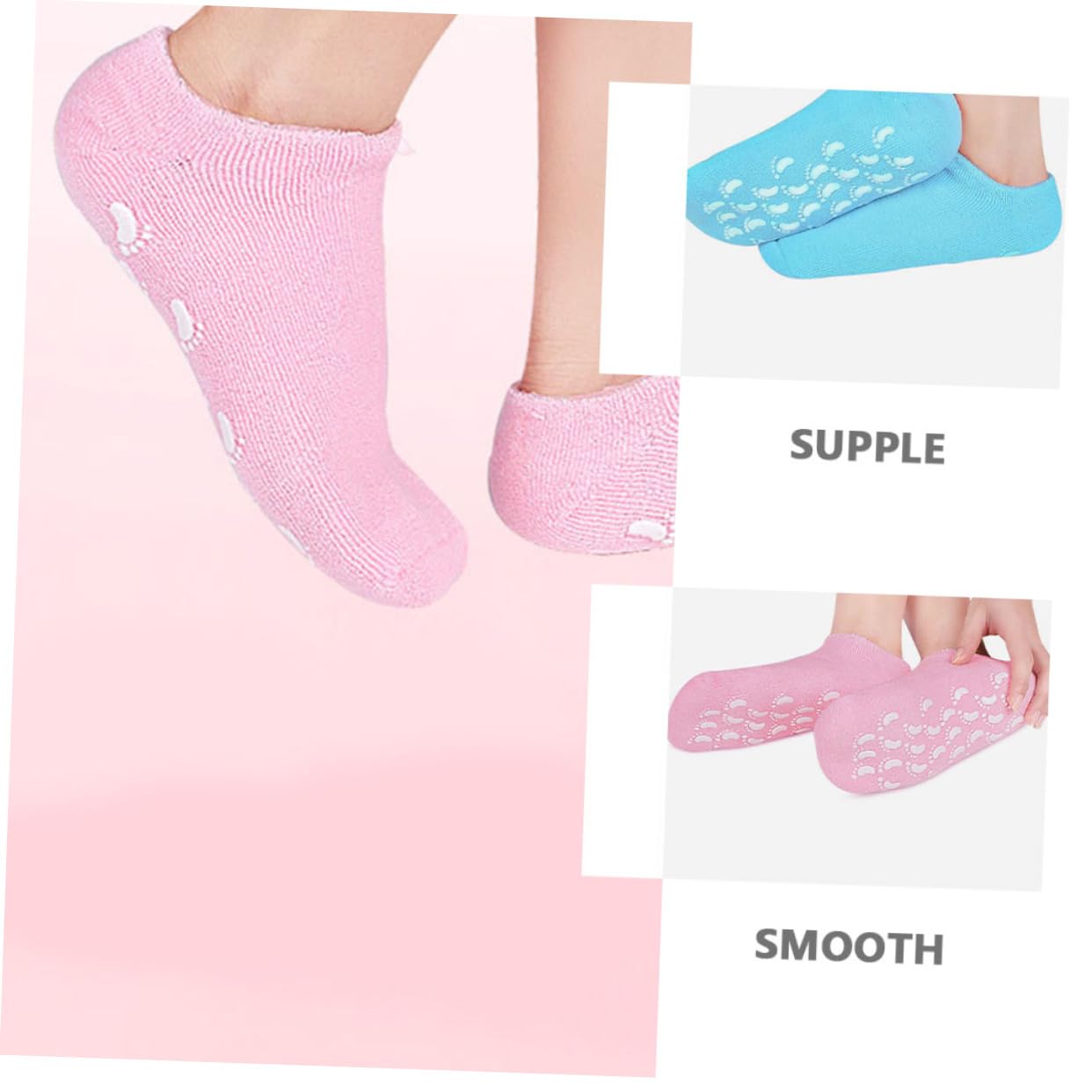 GALPADA Calcetines Hidratantes 3 Pares para Pies Aceites Esenciales de Algodón y Gel, Cómodos y Antideslizantes para Spa y Cuidado en Salones de Belleza