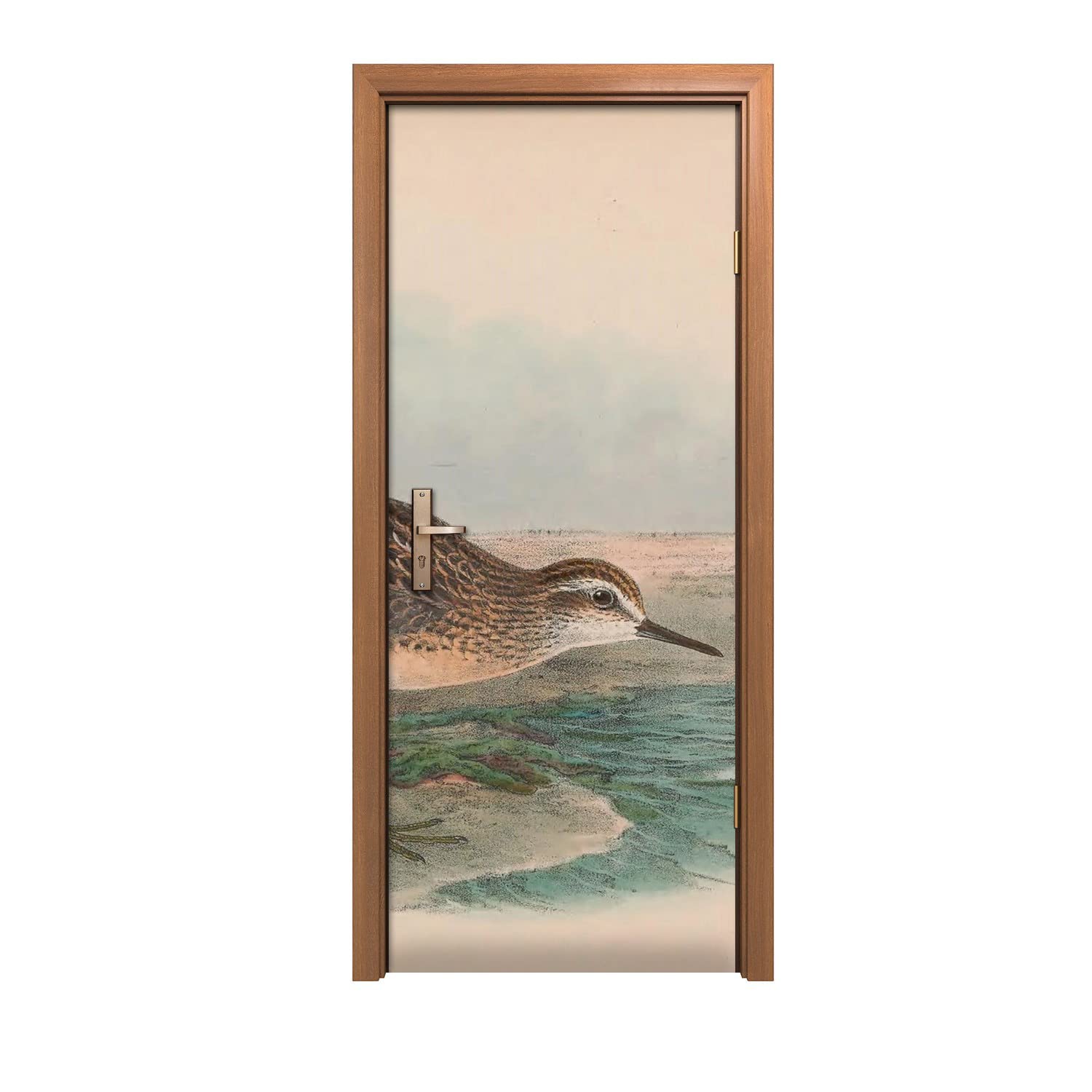 Autocollant de porte oiseaux au design artistique élégant 80x200