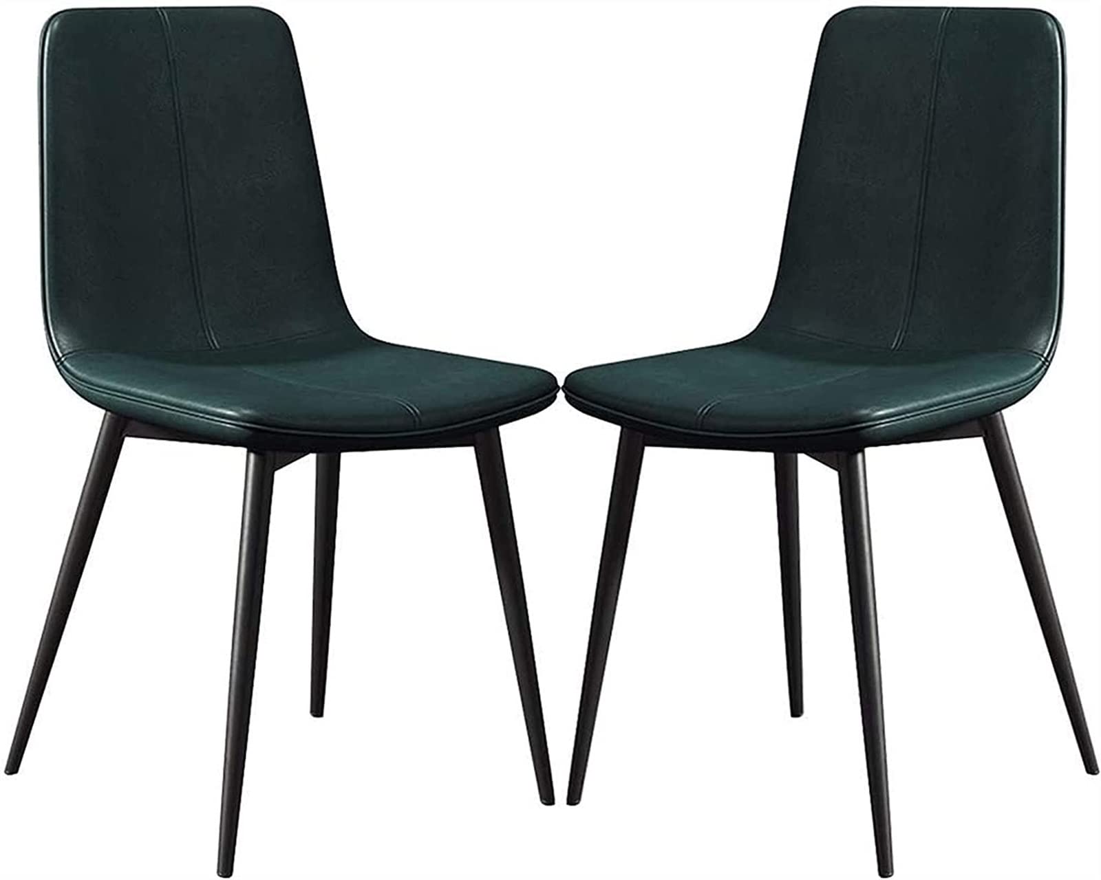 SJIALEN Set of 2 Dining Chairs, PU Leather Backrests Lounge Office Chair Solid Metal Black Legs Restaurant Hotel Meeting Room Chair Kitchen Chair (Color : Green, Size : 43x40x86cm)