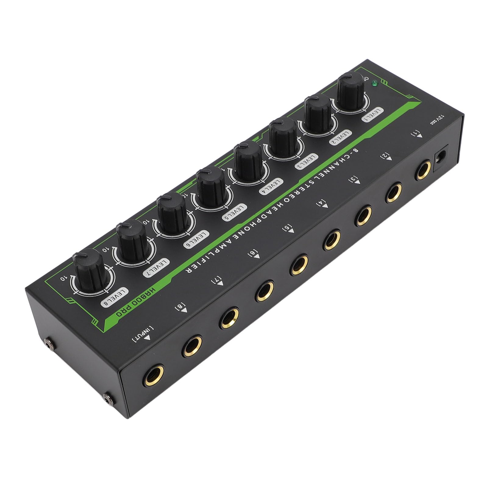 Jectse Amplificatore per Cuffie a 8 Canali, Amplificatore Audio per Cuffie Stereo in Metallo con Jack da 6,35 Mm, Controllo del Volume Multi Porte Splitter per Cuffie per Studi di