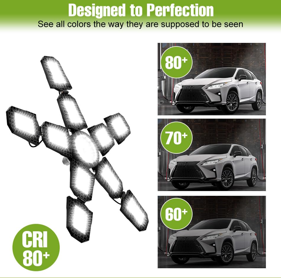 150W Deformable Garage Light E26 E27 Foldable Panels High Lumen Lighting AC100-277V Eye Protection No Flicker Home Garage — view 6