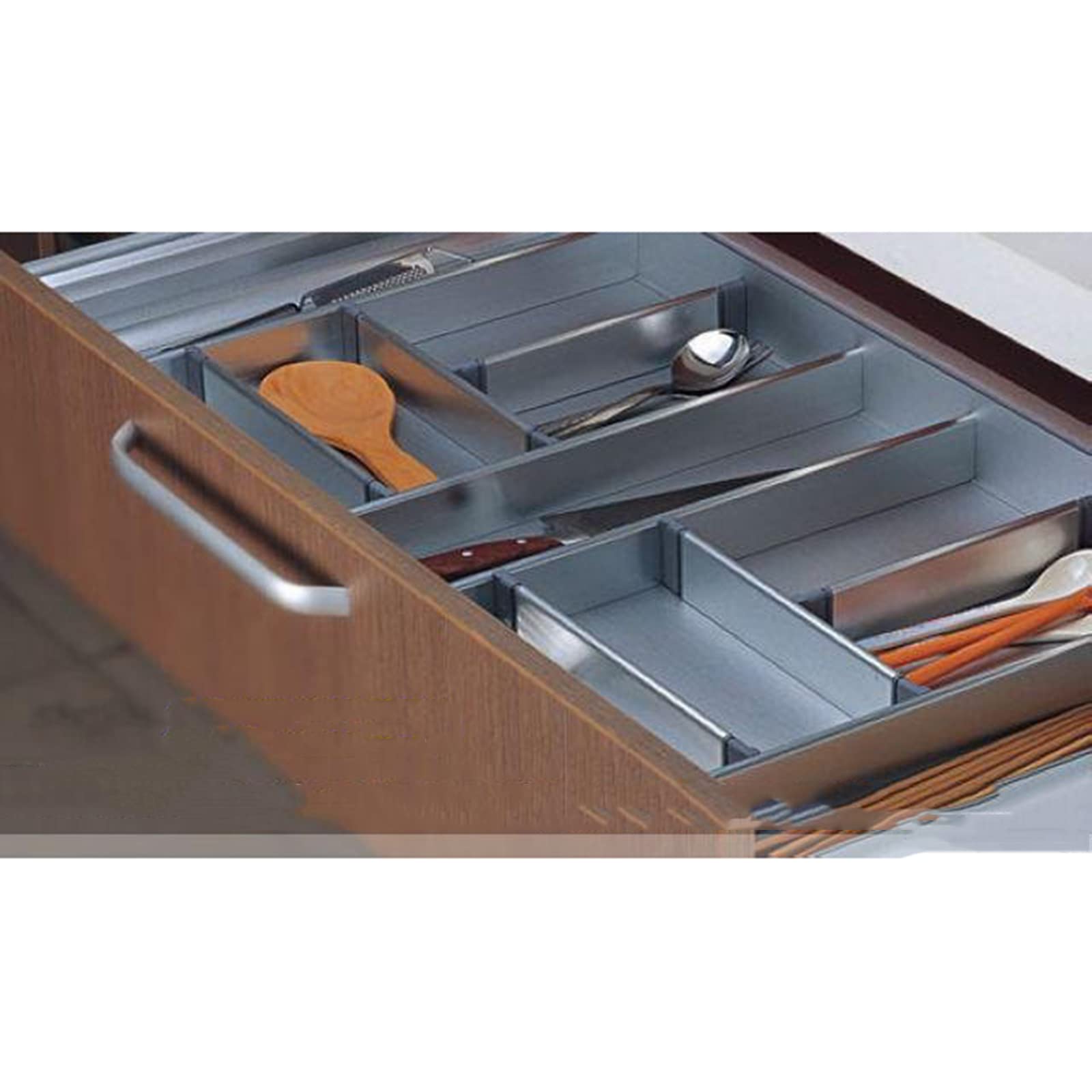 Bandeja para cubiertos Organizador de cajones grande Bandeja para cubiertos Caja de inserción de cajón con compartimentos Soporte para utensilios para el hogar Accesorios de cocina Caja de cubiertos