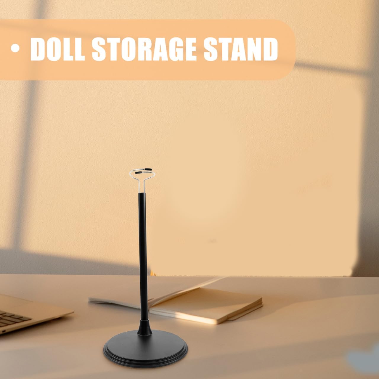 BESTonZON 2 pcs Adjustable Doll Stand with Clip Holder and Round Base Action Figure Display Stand for 6-8 inch Dolls Vertical Organizer for Tabletop Display at Home or Shop