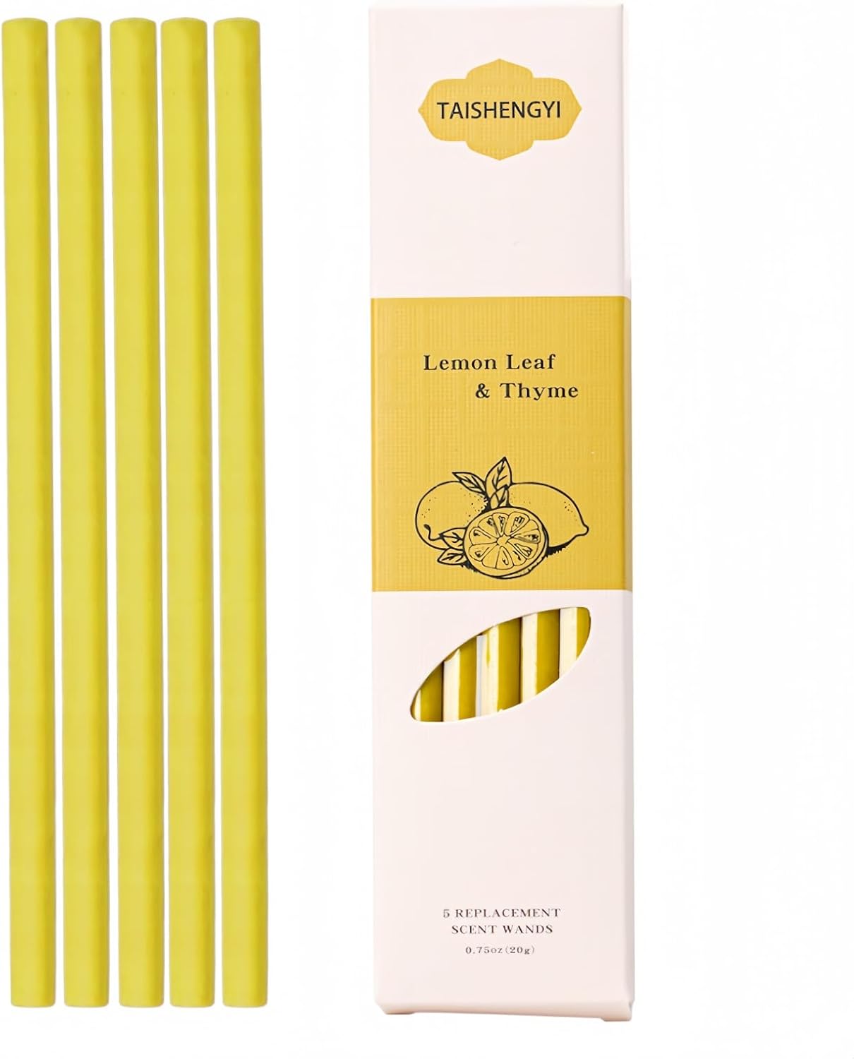 Non-Toxic Air Freshener Refill，Natural Air Fresheners for Home Lasting Over 30 Days,5 Pcs 6" Per Pack for Car, Home, Office, and Mom.(Lemon Leaf and Thyme)