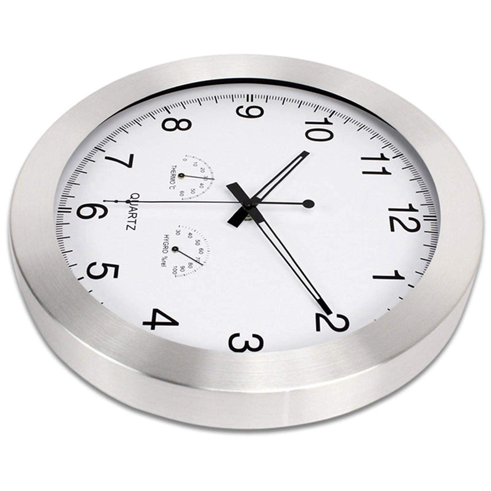 Zegary ogrodowe na zewnątrz wodoodporne, 35 cm aluminiowa skorupa zegary zewnętrzne do ogrodu montowane na ścianie z termometrem higrometrem cichy zegar kwarcowy zegar zewnętrzny zegar