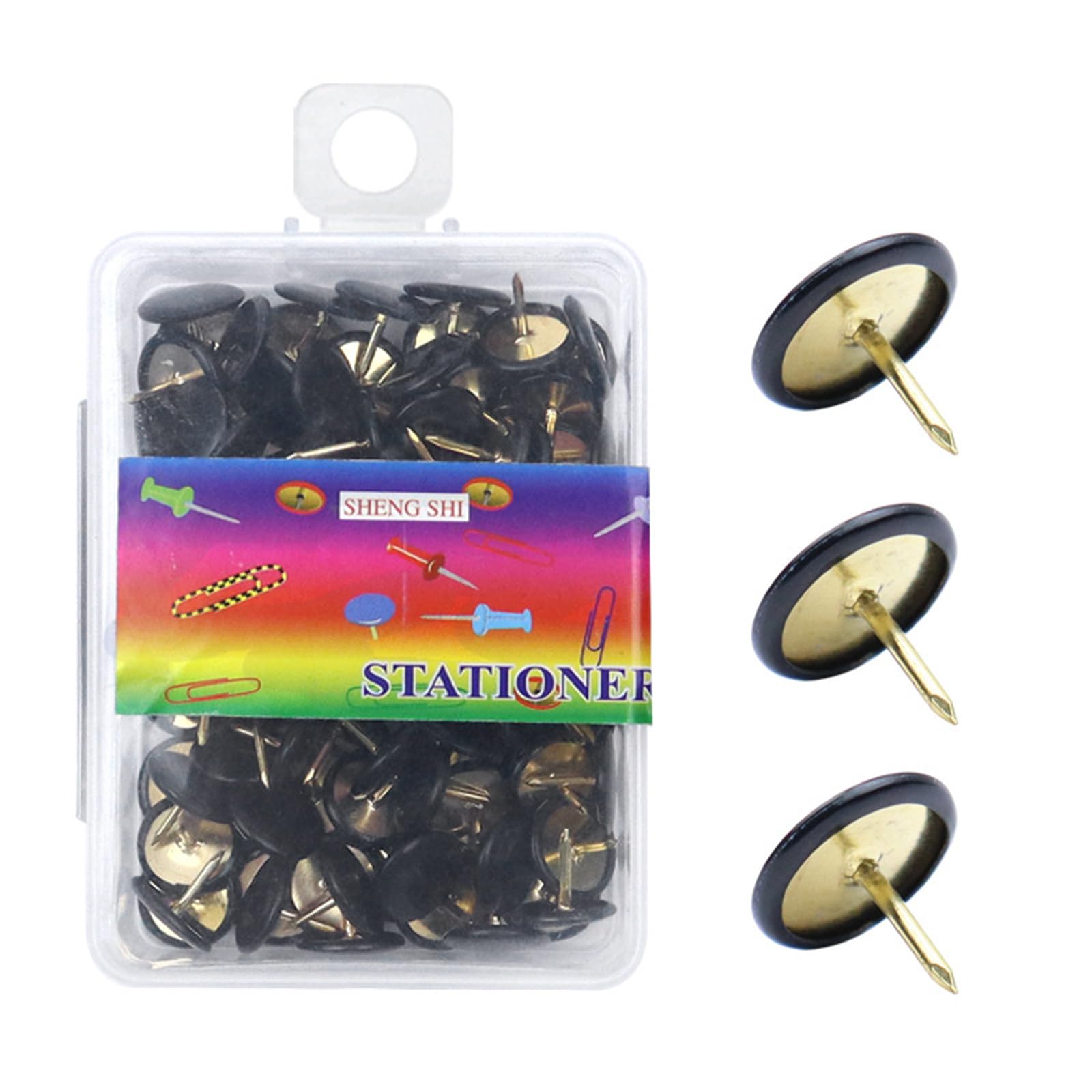 200Pcs Plated Push Pins Metal Thumbtacks Flat Head Cork Notice Board Thumb Tacks for Bulletin Board Metal