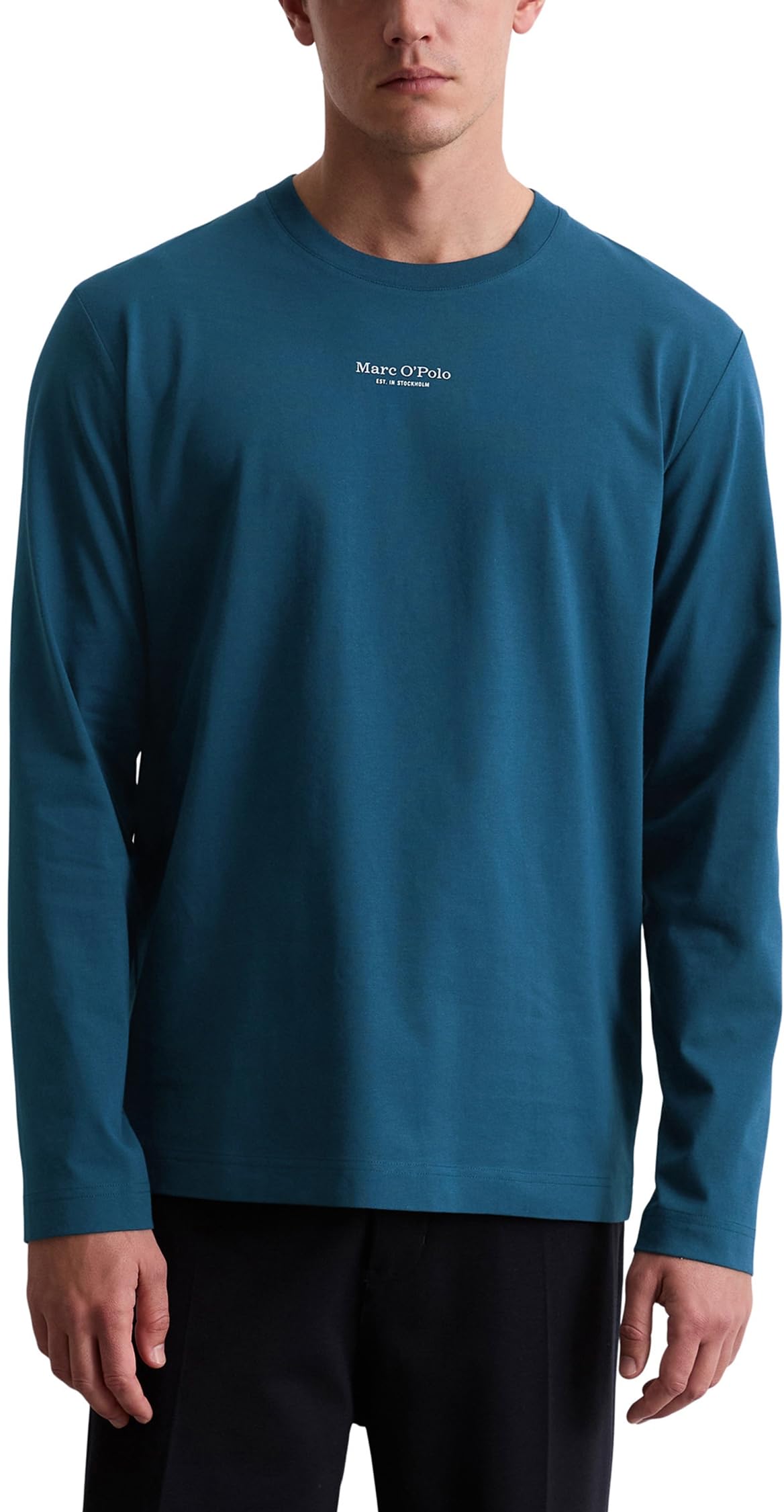 Marc OߴPolo Herren Langarmshirt aus Bio-Baumwolle mit Logo-Print