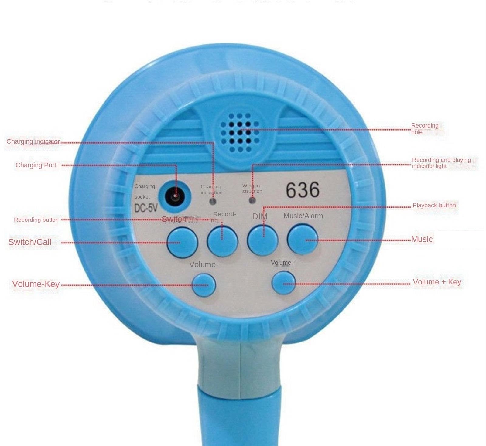 Megáfono Altavoz Portátil con Megáfono para Exteriores, Altavoz con Amplificador De Voz De Mano Grabable Megáfono Volumen Ajustable