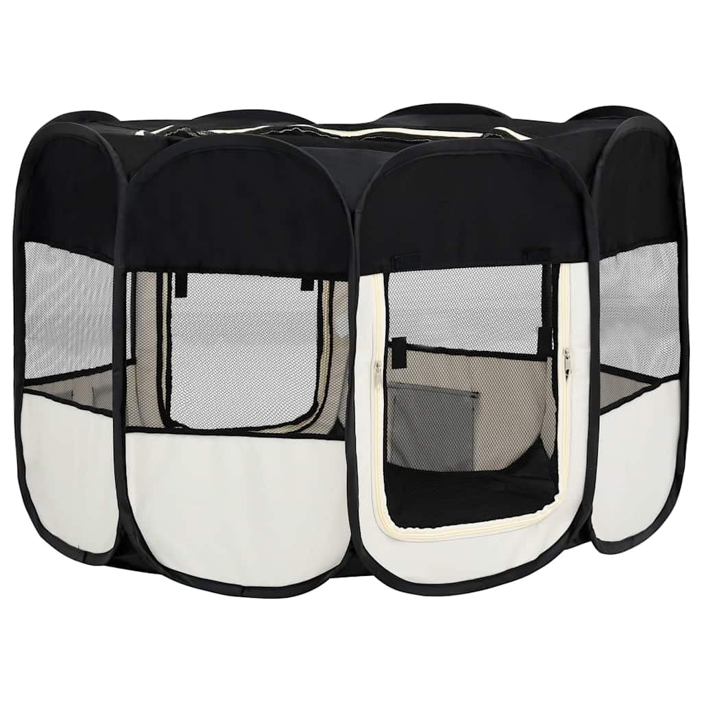 Box pieghevole per cuccioli con borsa per il trasporto, 110 x 110 x 58 cm | Recinto pieghevole per l'uso in soggiorno o in viaggio. Con pratiche tasche laterali e chiusura lampo.