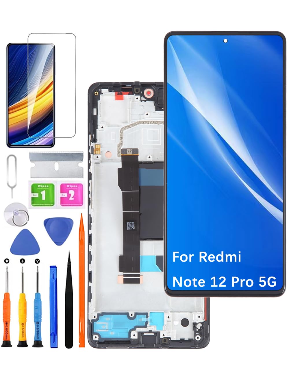 Pantalla para Redmi Note 12 Pro 5G 22101316C TFT con Marco | con Kit de reparación，TFT LCD，Pantalla HD，Reemplazar la pantalla,para Modelo:22101316I 23013RK75C 22101316G