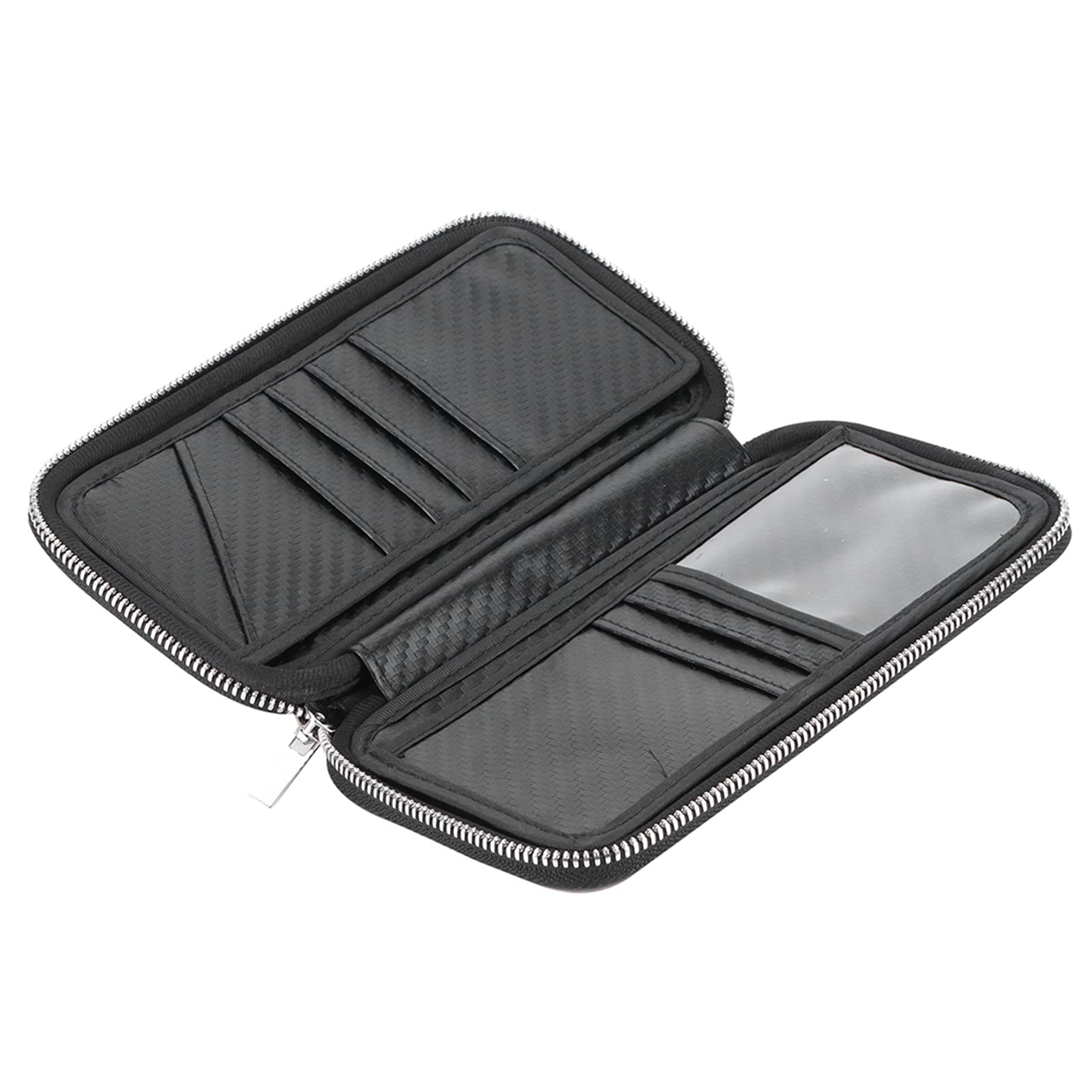 Fdit Portafoglio Portatile in Fibra di Carbonio, Porta Biglietti da Visita con Cerniera Resistente per Uomo e Donna, 21x11x3,5 Cm (rosso)