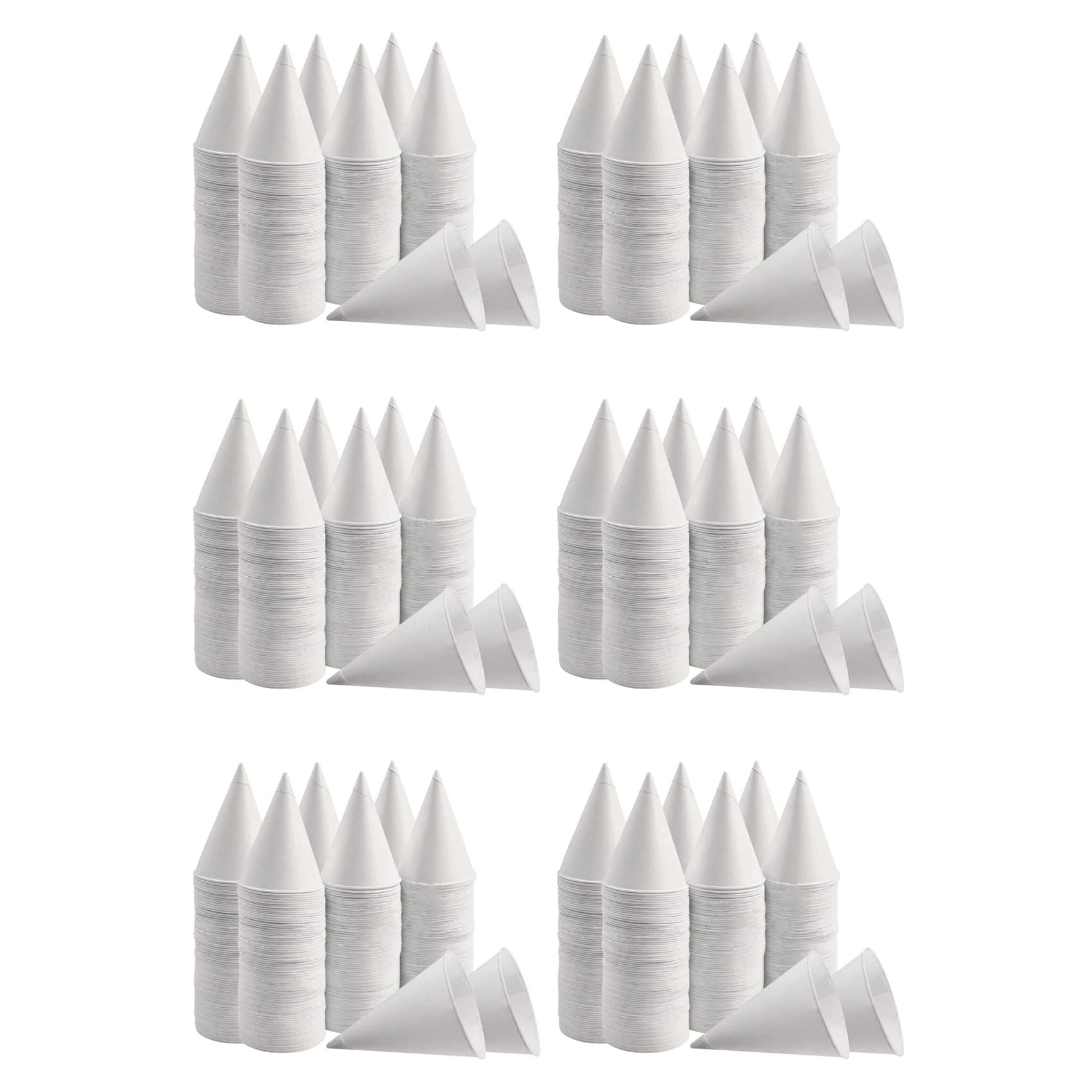 Hndhbfgrt White Paper Cone Cups, Snow Cone Cups,Coated Leakproof Cone Paper Cups for, Shaved Ice, Water 1200Pcs