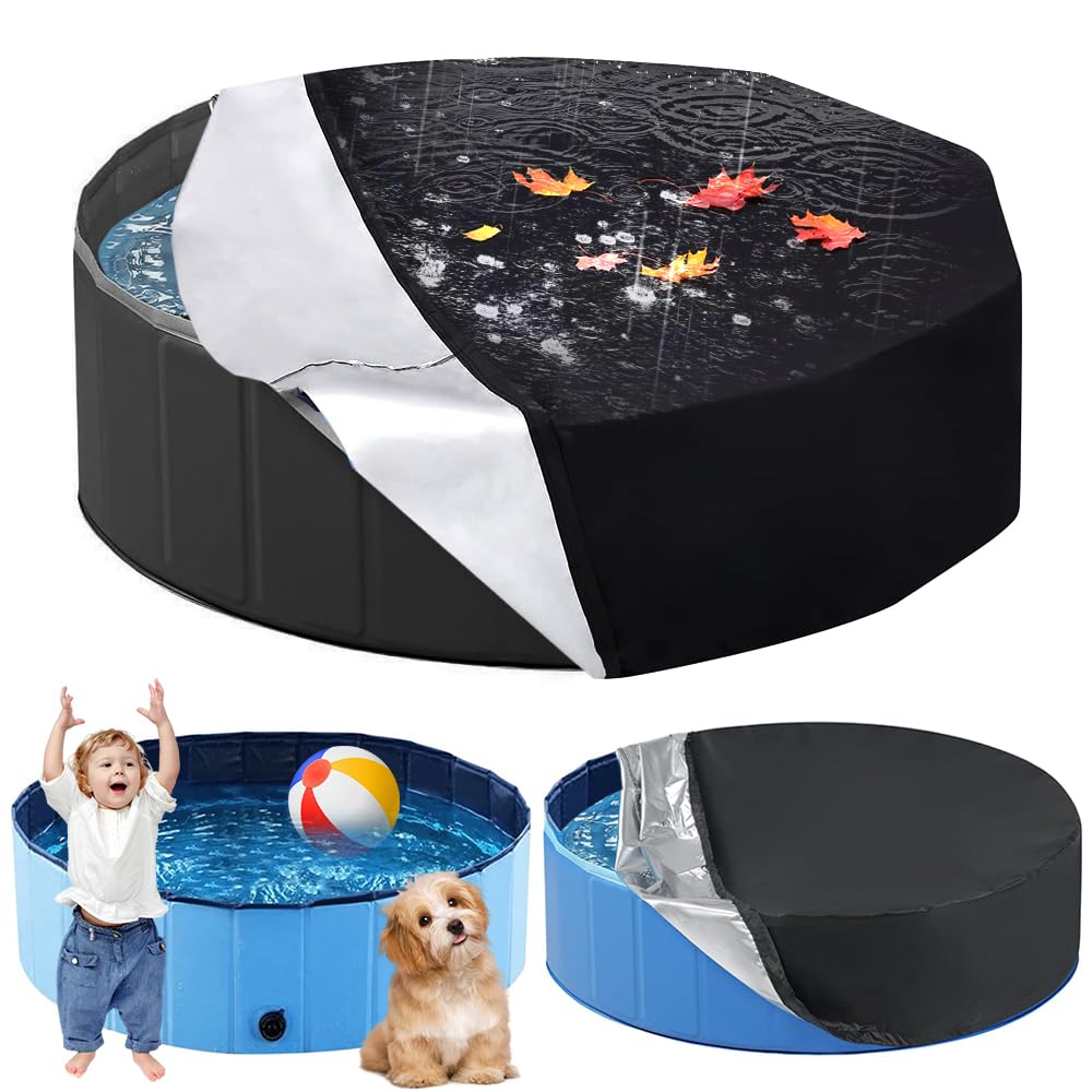 Couverture de Bache Piscine Ronde,Couverture de Piscine pour Chien,Bache Piscine Ronde avec Cordon de Serrage,Imperméable à l'eau et à la Poussière(120 * 30cm)