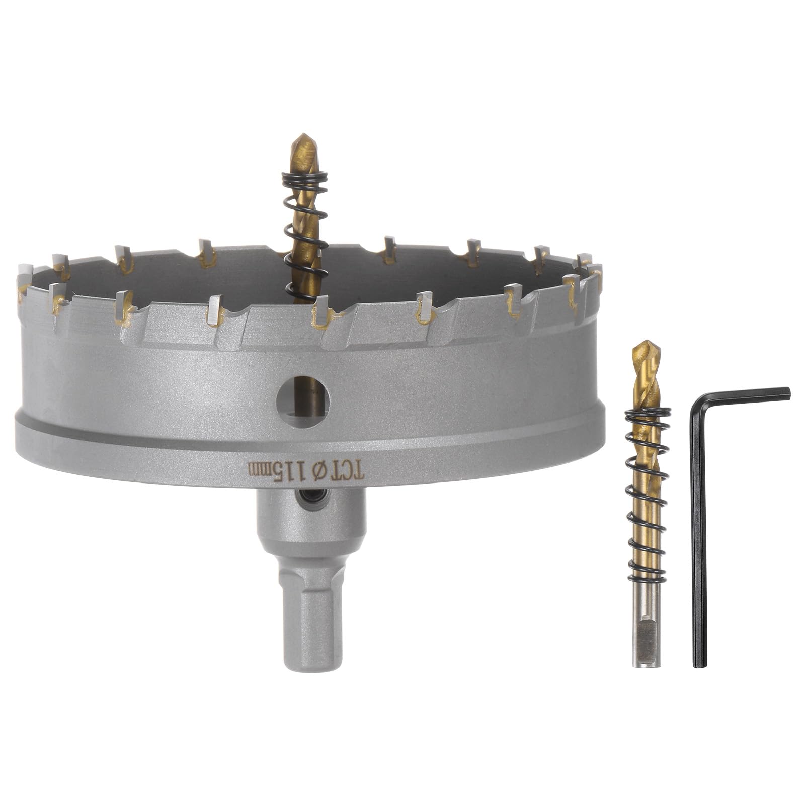 HARFINGTON Metal Hole Saw Carbide Cutter 115mm / 4.5" Dia for Stainless Steel, Metal, Aluminum Alloy, Copper, Brass, Plastic, with Extra Center Bit