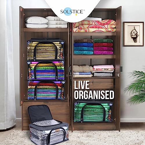 Image of SOLSTICE Storage Box for Clothes of Plastic (44 x 32 x 24 cm) | Oraganisers Storage box for Cloth, Dresses, Saree, Lehenga. Pack of 2