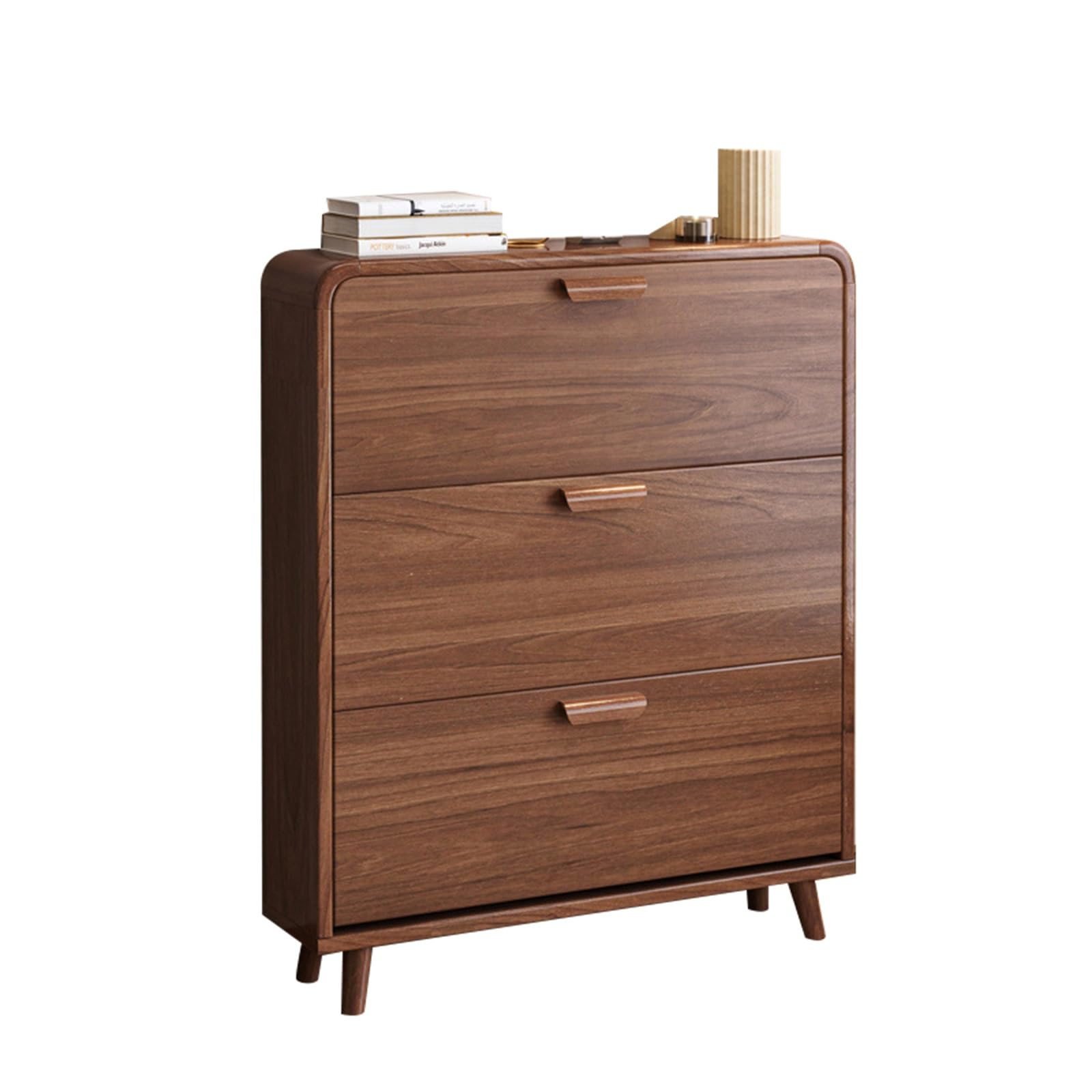POLGDW Narrow Shoe Cabinet with Hidden Doors Independent Design Folding Drawer Storage for Closet and Living Room Brown Finish 80 x 17 x 118 cm Stylish Shoe nizer