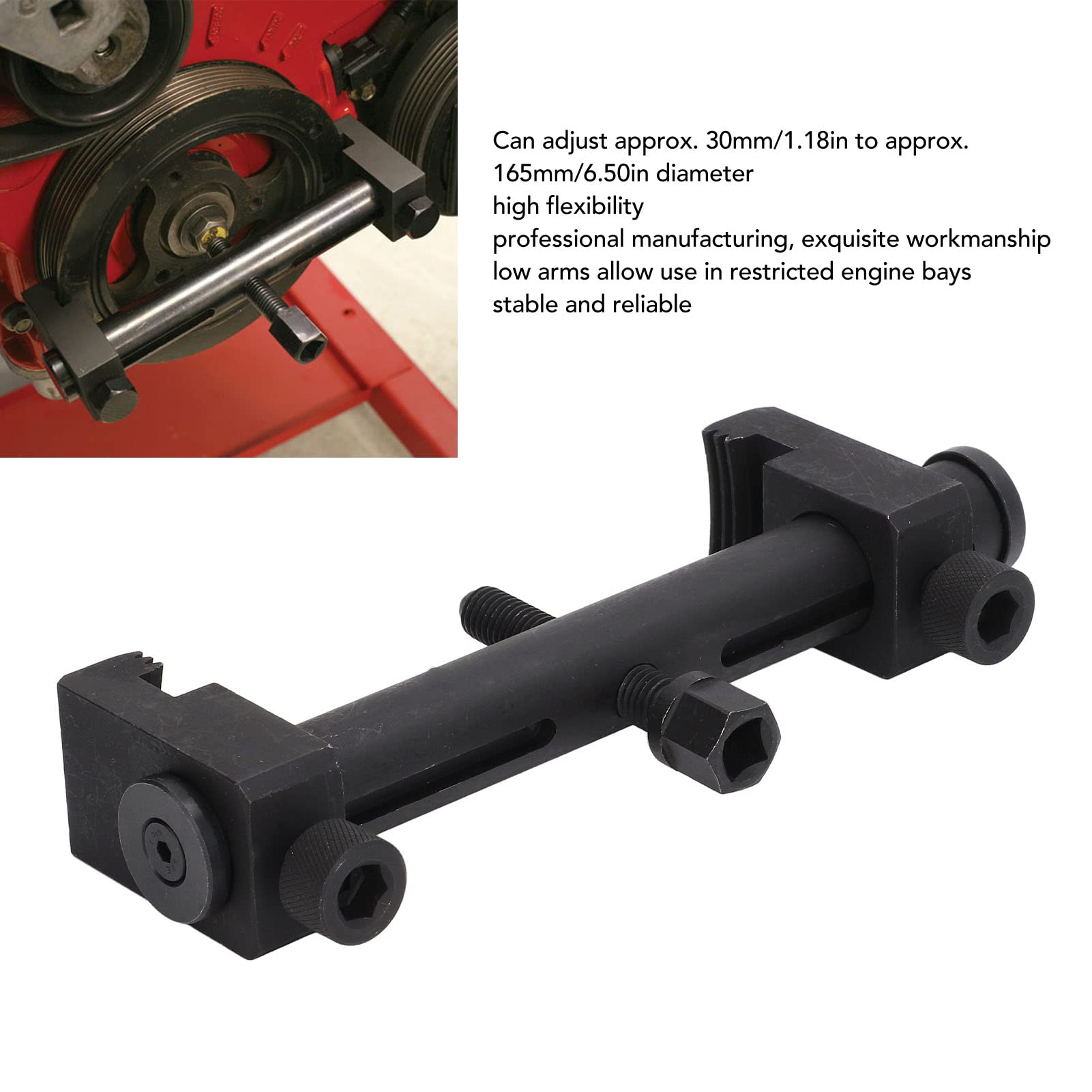 Extractor de polea de transmisión acanalada universal Extractor de cigüeñal de acero al carbono ajustable Extractor de polea para coches Herramienta reparación automotriz Para mecánicos aficionados