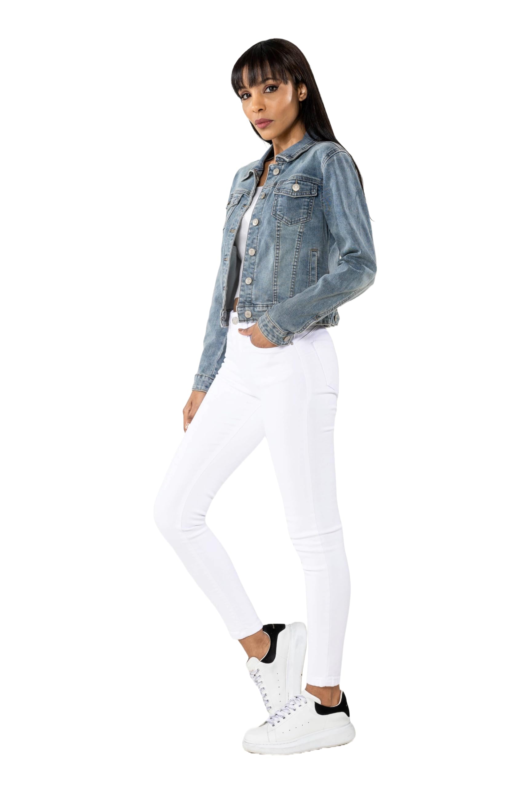 Nina Carter Denim - felpa in jeans da donna, per le mezze stagioni, leggera, casual, blu