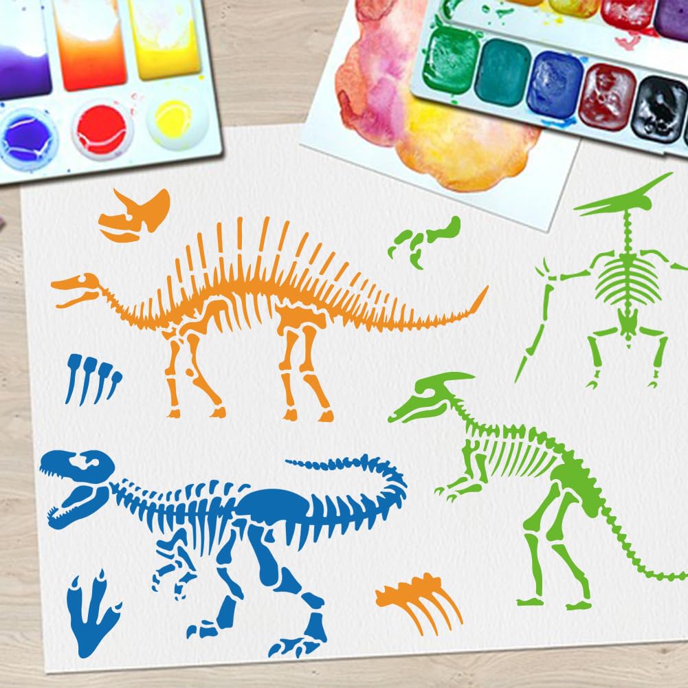 amazon-com-mayjoydiy-3pcs-dinosaur-skeleton-stencil-template-stegosaurus-triceratops-tyrannosaurus-rex-stencils-11-8-11-8inch-with-paint-brush-dinosaur-footprint-stencils-for-painting-diy-craft-window-wood-arts-crafts-sewing for Free Printable Dinosaur Skeleton Template Amazon.com : MAYJOYDIY 3pcs Dinosaur Skeleton Stencil Template Stegosaurus Triceratops Tyrannosaurus Rex Stencils 11.8×11.8inch with Paint Brush Dinosaur Footprint Stencils for Painting DIY Craft Window Wood : Arts, Crafts & Sewing for Free Printable Dinosaur Skeleton Template