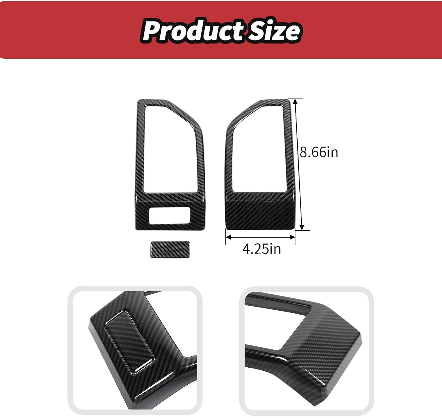 2pcs/set Dashboard Air Conditioning Vent Cover Trim for Ford F150 2015 2016 2017 2018 2019 2020 Interior Accessories (Carbon Fiber)