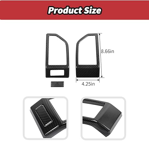 Miniatura 5 de 2 unids/set de cubierta de ventilación de aire acondicionado para Ford F150 2015 2016 2017 2018 2019 2020 Accesorios interiores (fibra de carbono)