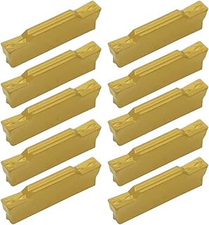 Indexable Carbide Grooving Inserts MGMN300-M (3mm) Tin Coated CNC Carbide Turning Inserts Lathe Inserts Cutters for MGEHR MGIVR Lathe Grooving Cut-Off Tool,Processing Steel,10 Pcs/Box