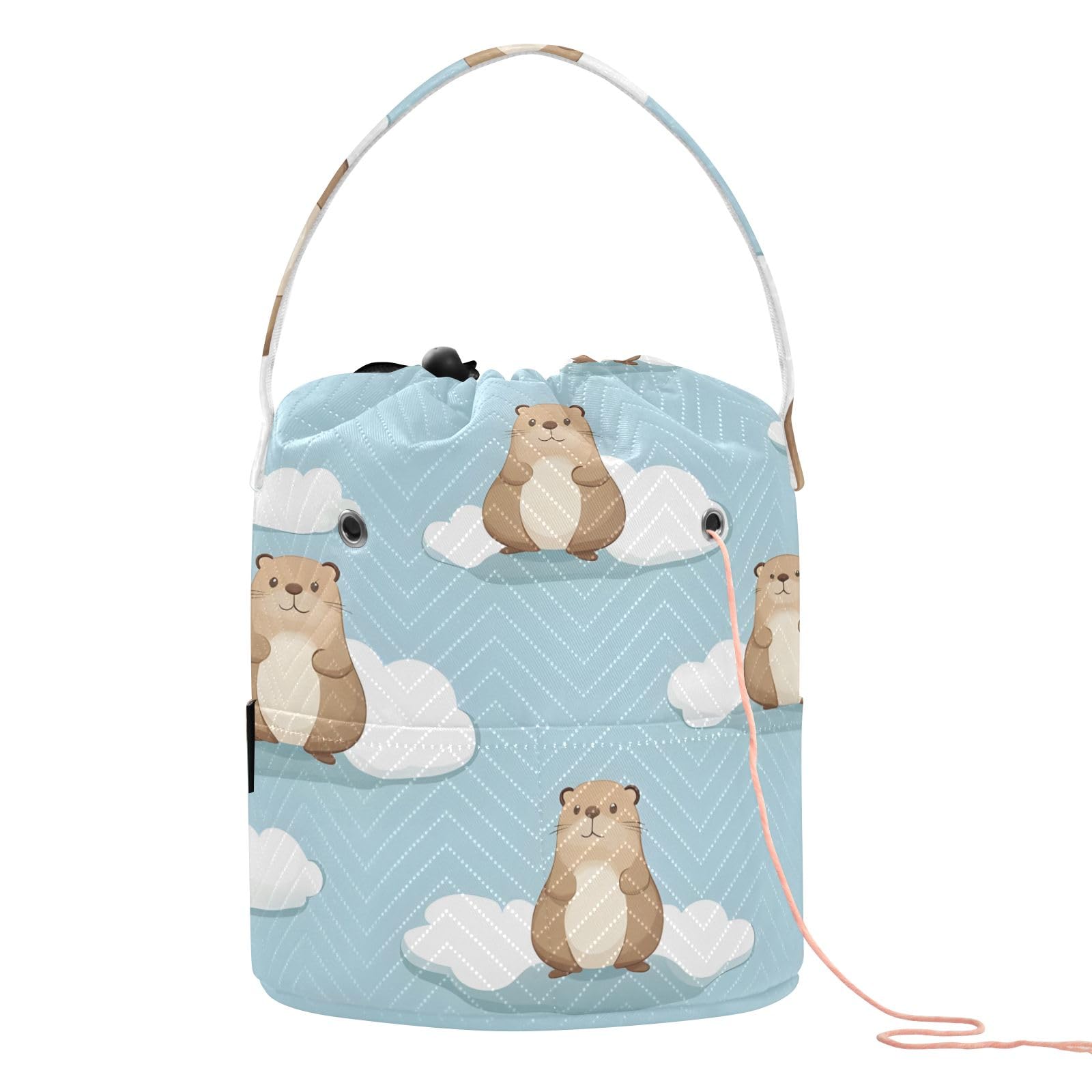 Yarn Storage Bag Small Crochet Bag Knitting Bag Organizer Groundhog Cloud Yarn Bags for Crocheting Basket
