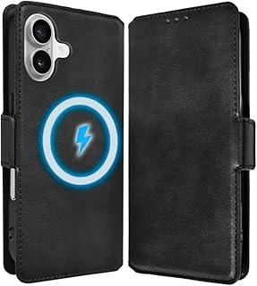 シズカウィルRe iPhone 17 用 ケース MagSafe対応 手帳型 カバー 本革調 スマホケース レザーケース ブラック 1個入り