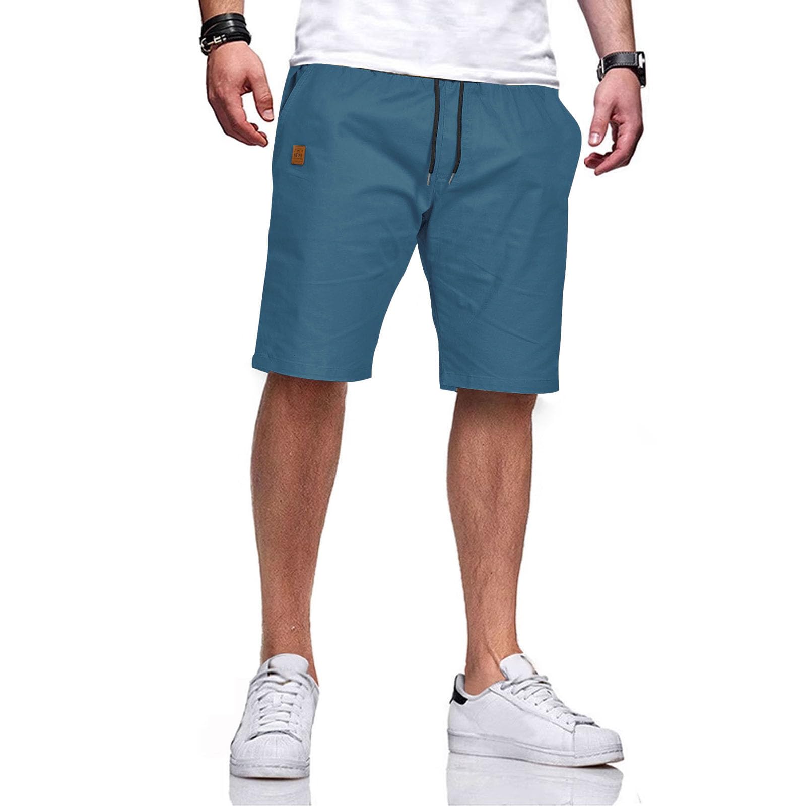 JustSun Kurze Hosen Herren Baumwolle Elastische Taille mit Tunnelzug