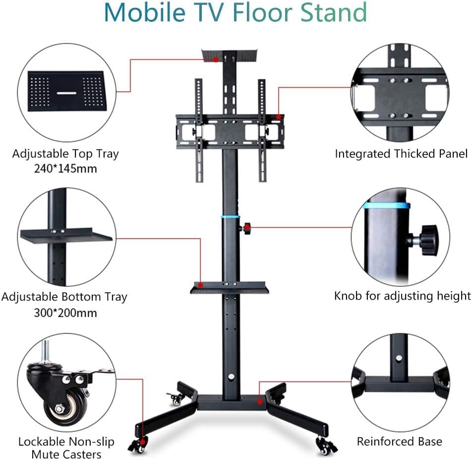 Soporte móvil para TV con ruedas y bandejas miniatura 3