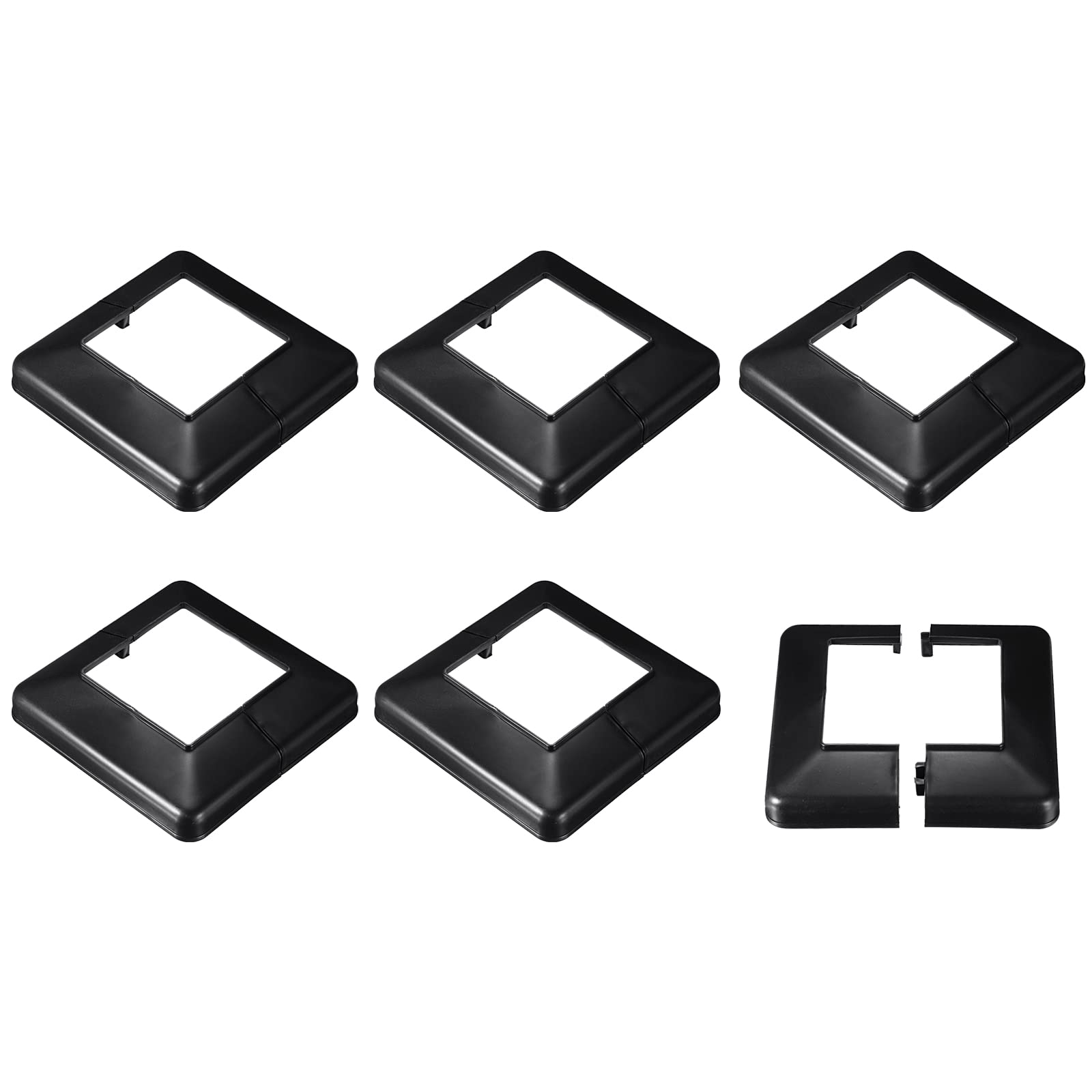 uxcell Post Skirt, 6pcs 100x100mm/3.94x3.94" Plastic Split Style Post Base Cover Trim Skirt for Fence Stair Handrail Railing Porch