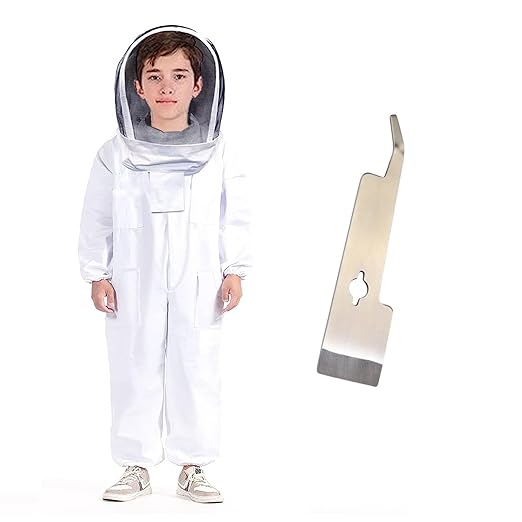 Children's Beekeeping Suit Professional Beekeeping Clothing Bee Suit with Hive Tool (L for Height 53.15 inch to 57.08 inch)