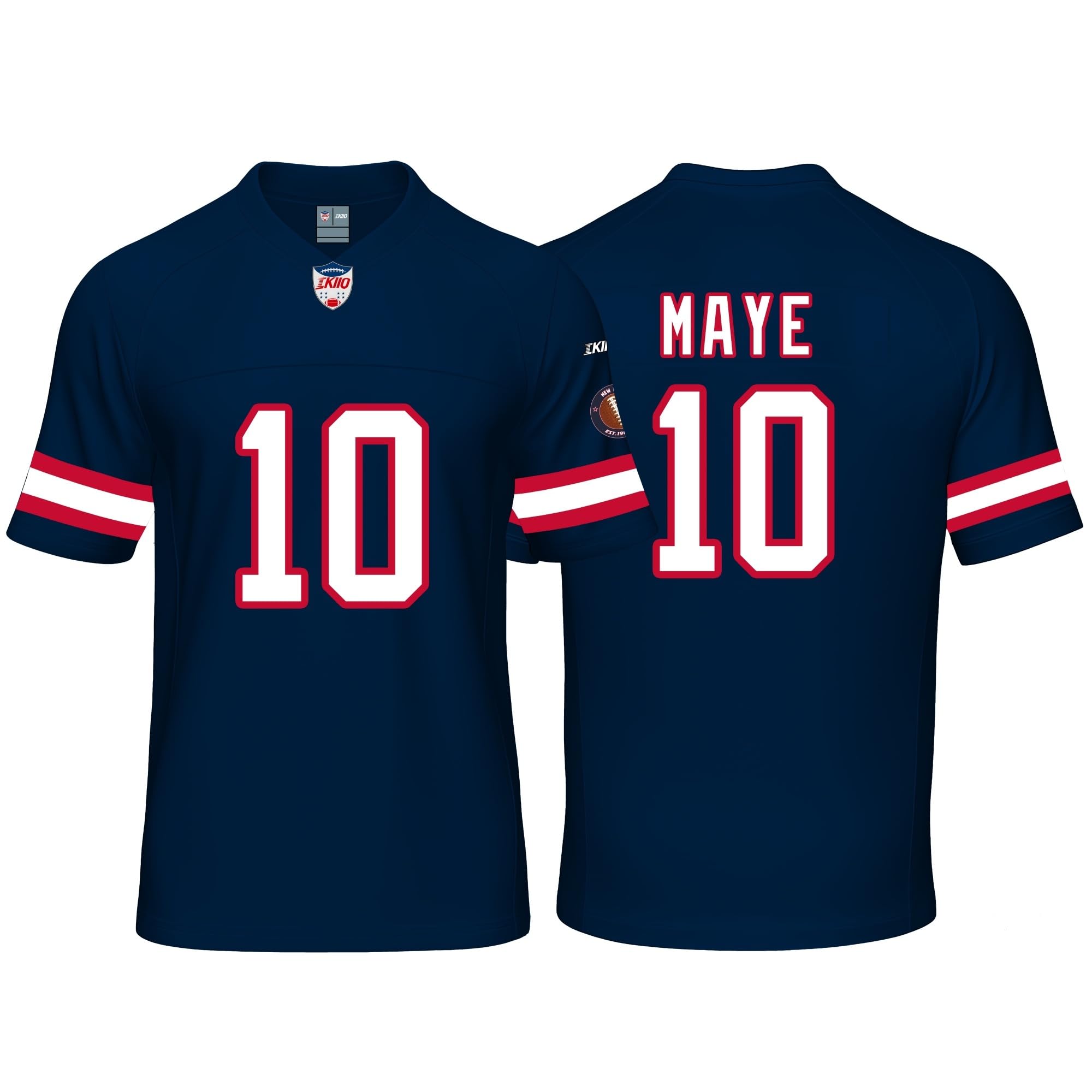 Custom Mens/Youth Football Stitched T-Shirt for Sports Fan Navy No Brand/Logos