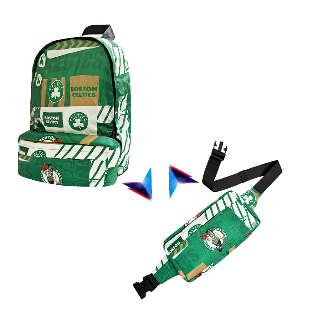 Pro Specialties Group Boston Celtics Transformable 2-in-1 Mini Backpack: Convertible, Stylish, water-resistant travel belt bag.