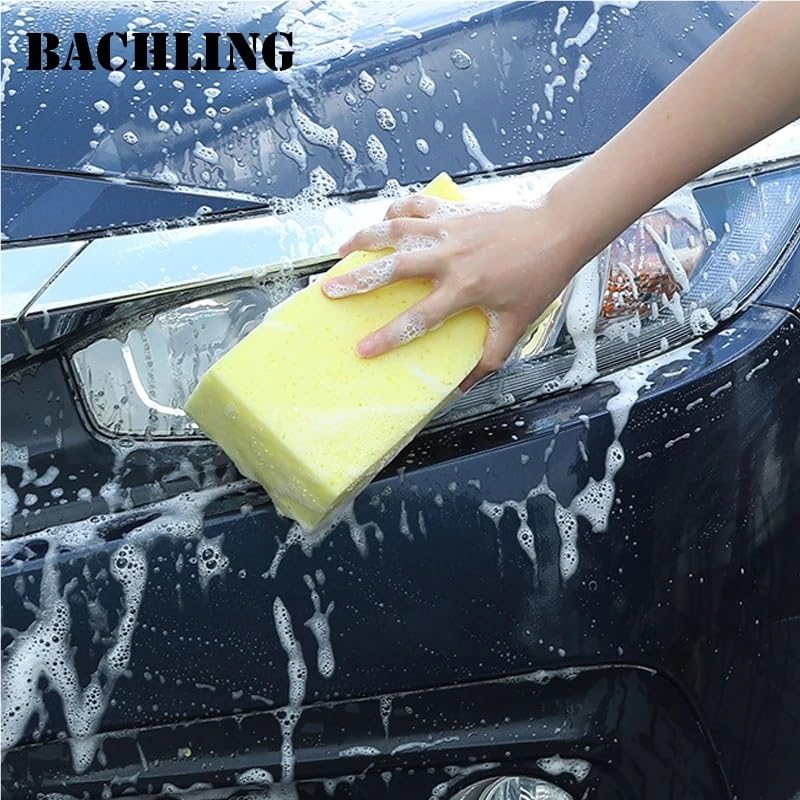Esponja Suave for Limpieza de Autos, eficaz tecnología de Microfibra, fregador Seguro for Pintar y detallar Superficies de vehículos.(Yellow Large)