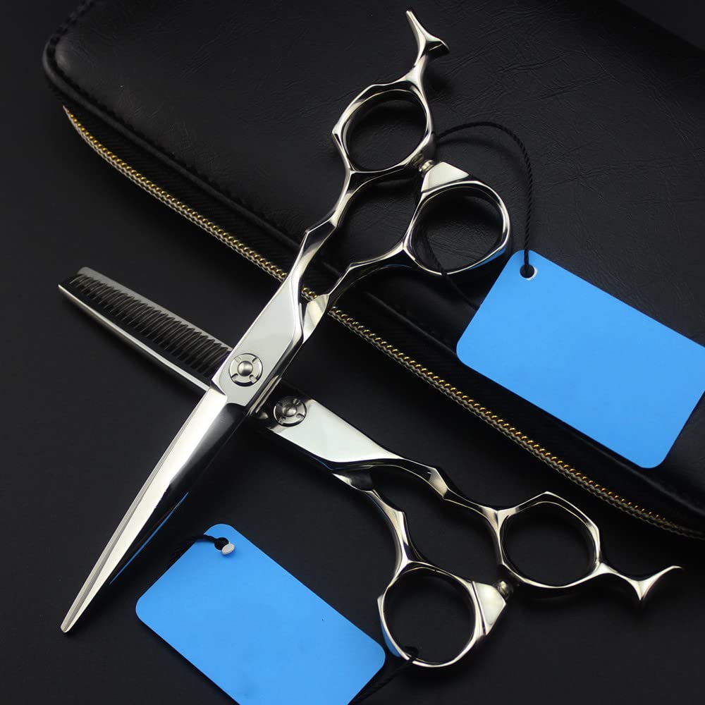 Tijeras profesionales para cortar el cabello, fabricadas en Japón, de acero 440c, con hoja de 6 pulgadas y rodamientos. Tijeras de entresacar para barbería y peluquería. Juego de tijeras profesional