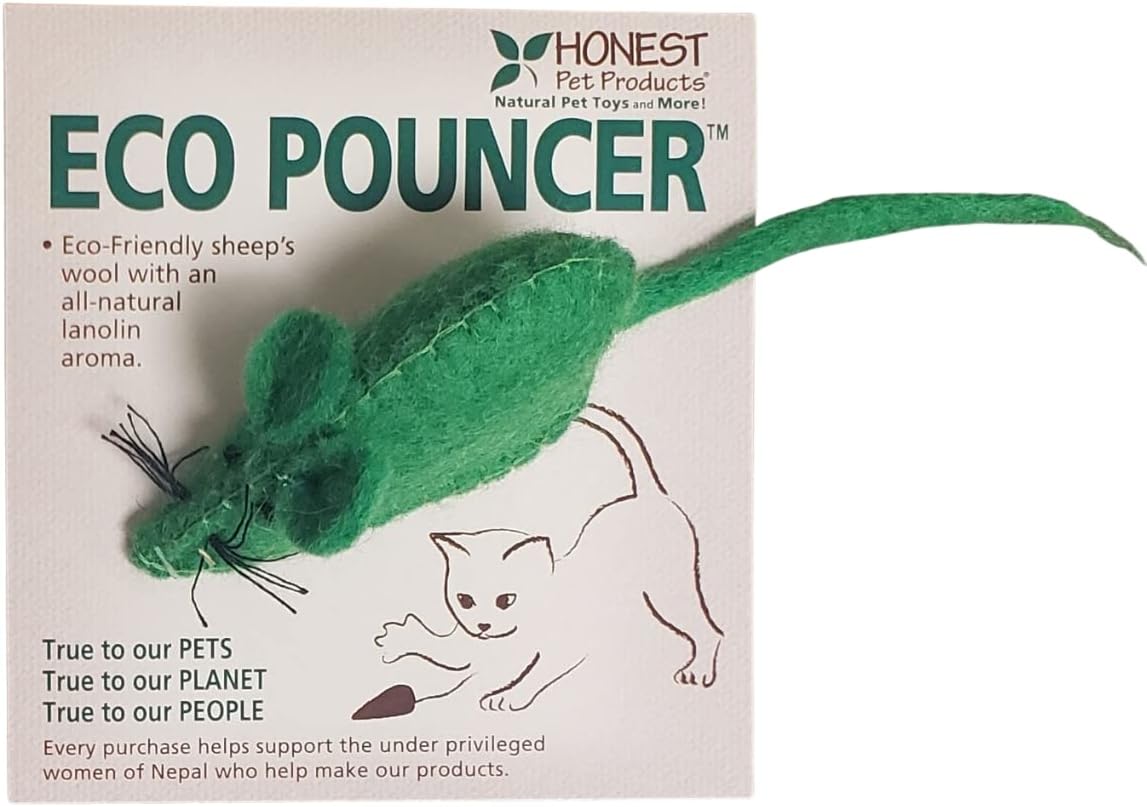 Natural Cat Toy the Eco Pouncer will bring hours of safe play to your cat- Natural sustainable wool this cat toy is safe for your cat-No chemicals or toxins-Great for interactive or solo cat play