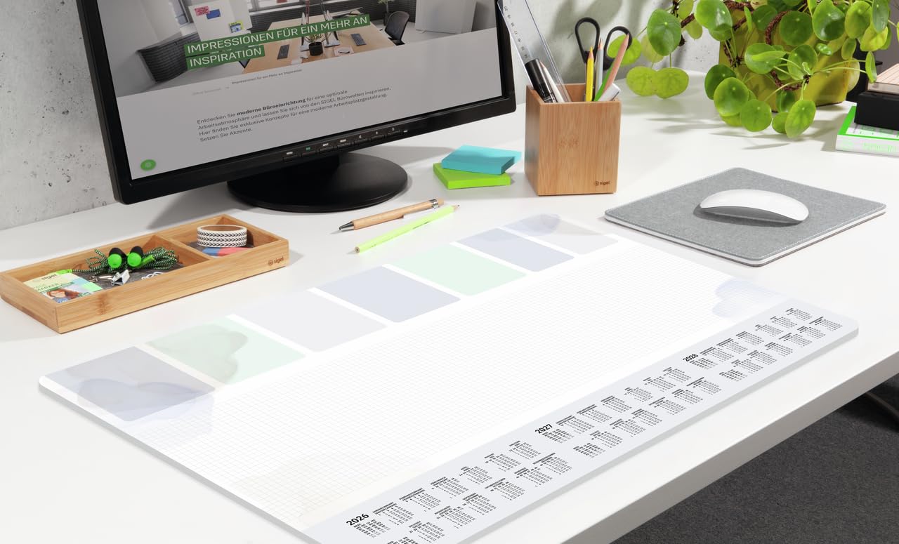 SIGEL H6312 Paper Desk pad- Weekly Planner - Light Grey/Light Blue/Light Green - Approx. A2-2026/2027/2028 - DE/EN/FR/NL - 30 Sheets - FSC-Certified - Image 4