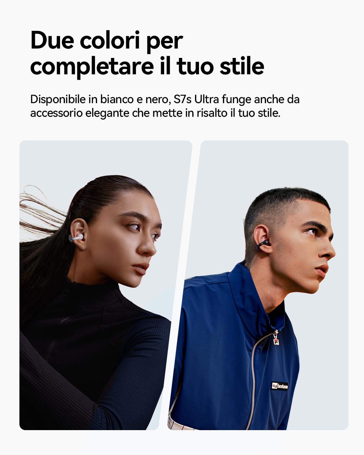 SANAG Cuffie Open Ear Bluetooth 6.0, Auricolari Clip-on Senza Fili con Audio Dyna HiFi, Anti-Perdita di Suono, AI ENC, IP67 Impermeabile, Batteria 40H, Controllo App per Sport Corsa