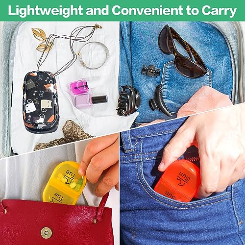 Image of Serfeymi Weekly Travel Pill Organizer 2 Times A Day AM PM Upgraded Rainbow Pill Box 7 Day with Portable Zipper PU Leather Pill Case, Medicine Organizer for Pills, Vitamins, Fish Oils - Black 02
