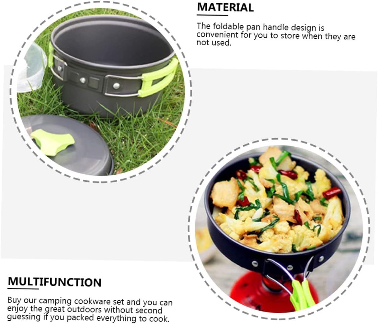 1set Person Outdoor Camping Cookware Portable Cooking Utensils Handles for Hiking and Backpacking Compact and Easy to Clean for Outdoor Cooking