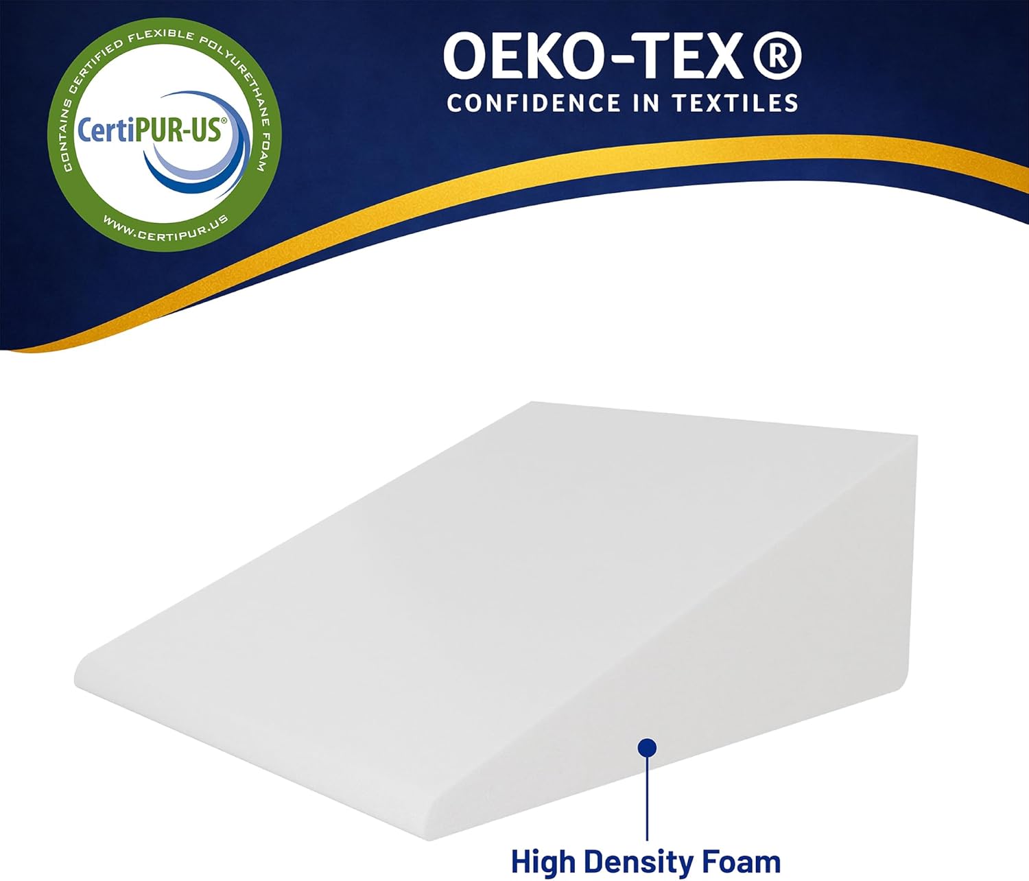 Greaton, Elevated Bed Wedge Pillow for Back Support, Acid Reflux, Leg, Neck Pain, Snoring, Triangle Pilow | Incline Shape for Improved Sleep, 7”x24”x24”, White