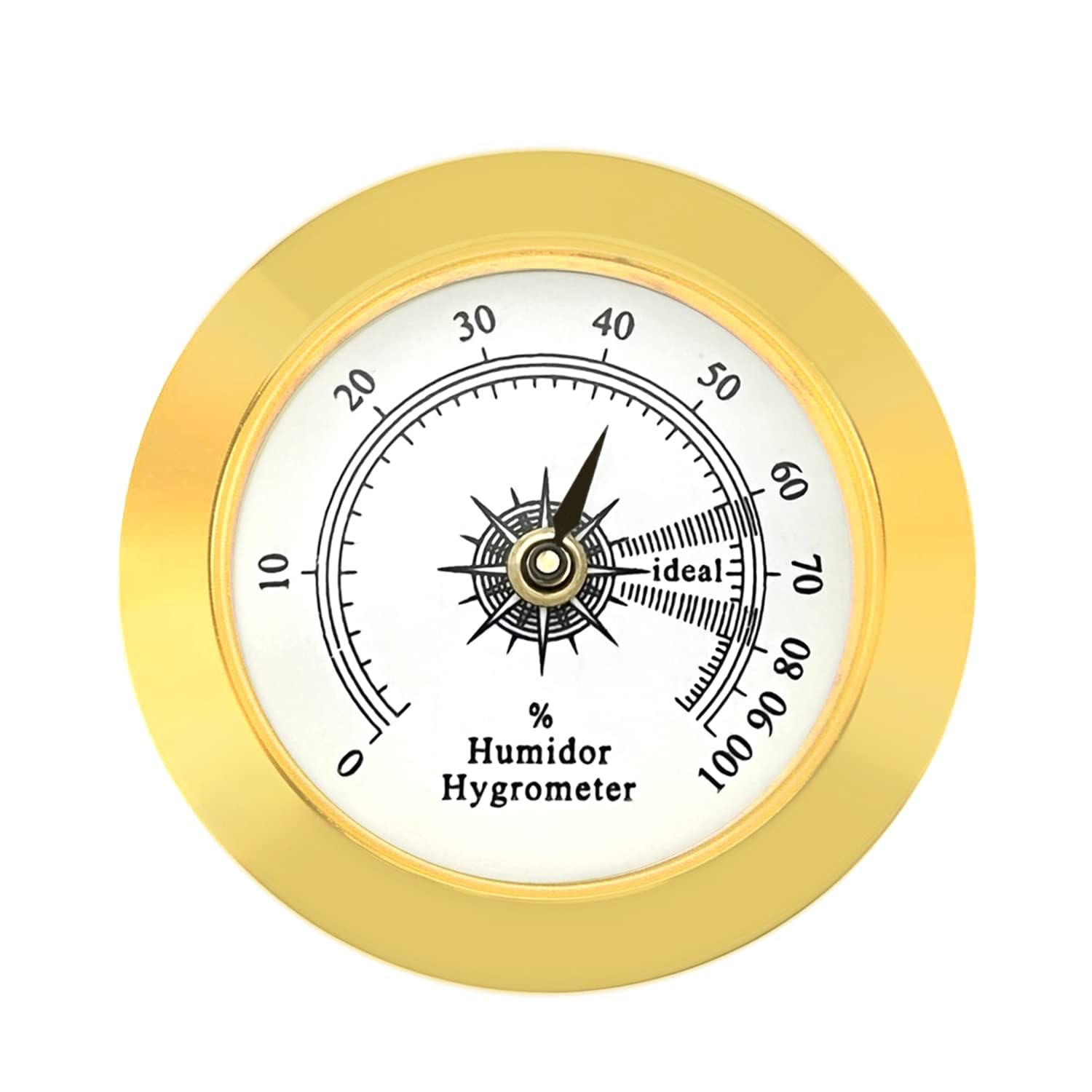 Hygromètre Analogique Rond En Verre Pour Cave à Cigares - 38 Mm, Lecture Par L'arrière - Qualité Supérieure