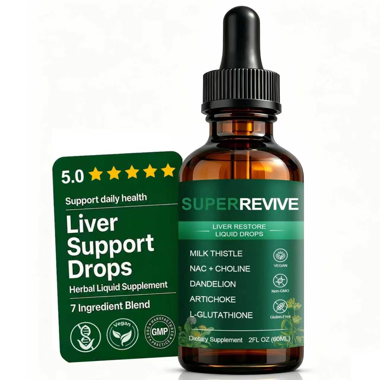 Liver Restore Drops Liver Support Supplement, 2 Fl Oz