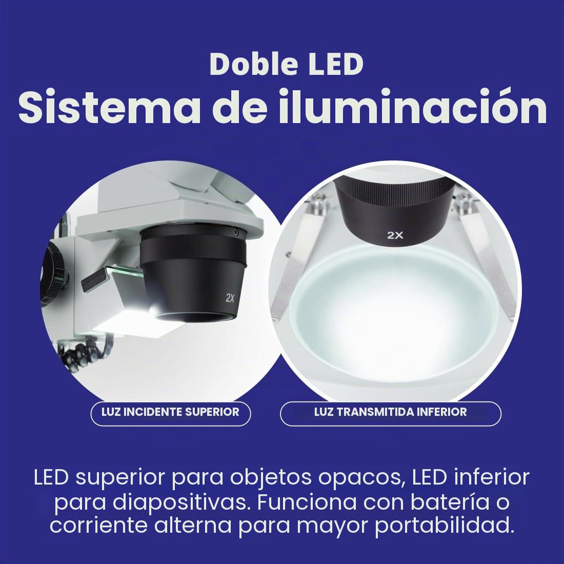 AmScope - Microscopio estéreo inalámbrico LED para iluminación Superior e Inferior 20X-40X.