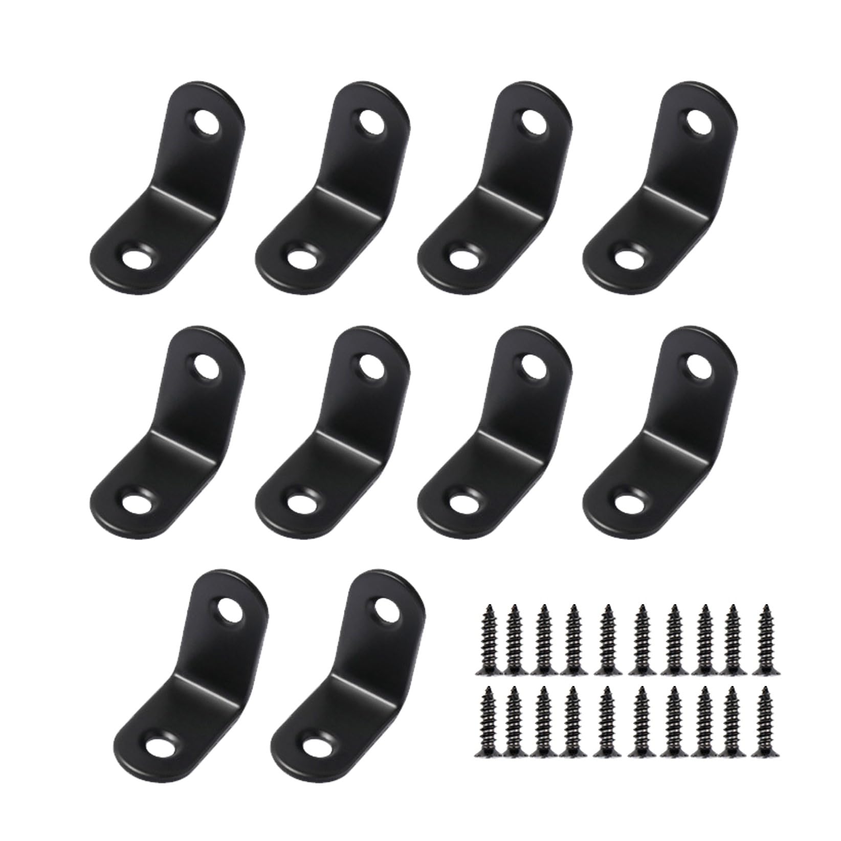 View 1 of 10 Pcs Heavy - Duty Thickened 90° Stainless Steel L - Shaped Corner l Brackets with Screws, Black & White Colors - Ideal for Furniture, Cabinet & DIY Projects RPS-IND