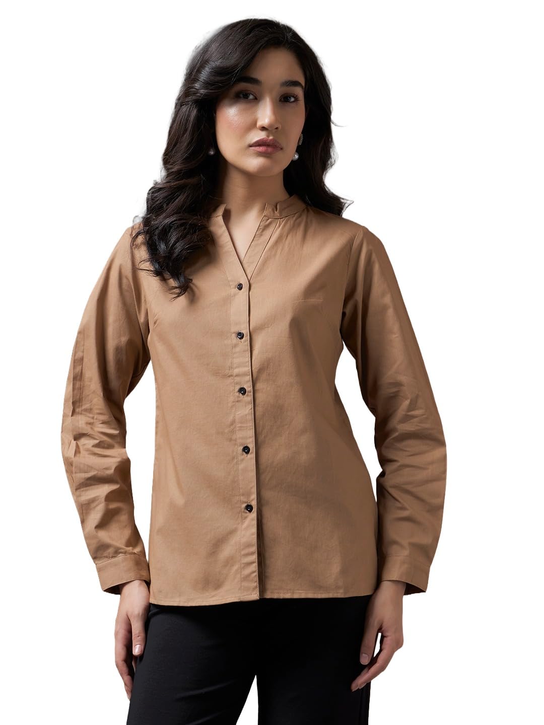 trend arrest.ed Women's Black Formal Long Sleeve Button-Down Shirt – Office Wear and Business Casual Top-picture-12